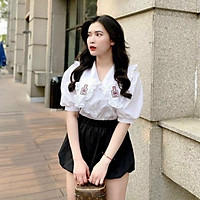 Áo Sơ Mi Cộc Tay Nữ Cổ Bèo Tep Fashion - ASM011