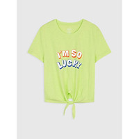 Áo phông nữ cotton cổ tròn in hình, gấu áo thắt nơ tạo kiểu CANIFA 6TS20S018