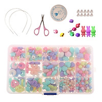 1 Box Acrylic Beads Kit Necklace Bracelet DIY Kids Jewelry Making Craft Set