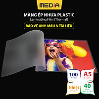 Màng Ép Plastic A5 MEDIA inkjet, Màng Ép Nhựa Plastic, Kích Thước 16 x 22cm (A5), Độ Dày 40-60-80 Micro, 100 Tờ, Lưu Trữ Bảo Vệ Tài Liệu, Ảnh Màu Khỏi Bụi Bẩn, Ẩm Móc Và Nước - Hàng Chính Hãng
