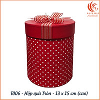 Hộp quà Tròn có nơ Phượng Hoàng T006 - 13 x 15 cm (cao)