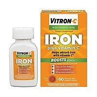 Vitron-C High Potency Iron Supplement with Vitamin C, Boosts Energy, 60 Count