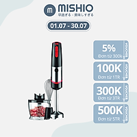 Bộ máy xay cầm tay Mishio MK185 kèm phụ kiện cối xay và đầu đánh trứng - Hàng chính hãng