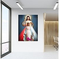 Decal dán tường Chúa Jesus và Đức Mẹ Maria dang tay ban ơn