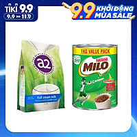 Combo Sữa Bột A2 Nguyên Kem (1kg) và Milo Úc (1kg)