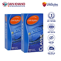 Bộ 2 Hộp Bao Cao Su LifeStyles Classic Thiết Kế Mỏng Ôm Sát Cao Cấp Hộp 12 bao
