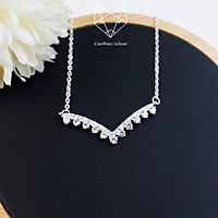 Dây Chuyền Bạc Nữ S99 CaoBac Silver Mặt Chữ V Đính Đá Phong Cách Cho Bạn Nữ Cá Tính - Trang Sức Cáo Bạc JEWELLERY