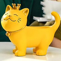 Decoration Storage Box Resin Cat Sculpture Display Collectable Gift for Home Red