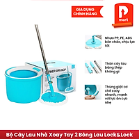 Bộ Cây Lau Nhà Xoay Tay 2 Bông Lau Lock&Lock Corner ETM494 (330 x 235 mm) - Xanh Biển