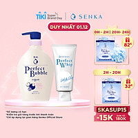 Combo Sữa tắm dưỡng ẩm Senka Perfect Whip hương hoa hồng, đinh hương 500ml và Sữa rửa mặt chiết xuất đất sét trắng Senka Perfect Whip Clay 120g