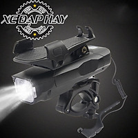 Đèn Còi Xe Đạp HJ068 | Còi 120 dB, Led Siêu Sáng, Giá để điện thoại kiêm Sạc dự phòng 4000 mAh
