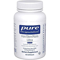 Pure Encapsulations - Hair/Skin/Nails Ultra - Hypoallergenic Supplement Supports Skin Elasticity, Hydration, Hair, and Nails - 60 Capsules