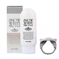 Kem tắm trắng mặt và toàn thân Secret Key Snow White Milky Pack 200g + Tặng 1 Băng Đô Tai Mèo Xinh Xắn ( Màu Ngẫu Nhiên)