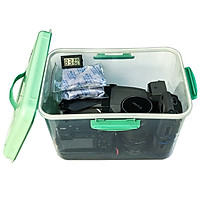 Combo hộp chống ẩm máy ảnh, flycam 10 lít (ẩm kế điện tử, 200g hạt hút ẩm xanh, tặng mút xốp) - Hàng chính hãng