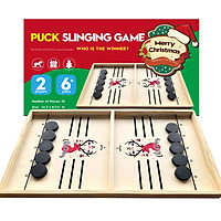 Chirstmas Fast Sling Puck Game Interactive Chess Board Set Kids Teens Adults Wooden Tabletop Board Game for Indoor