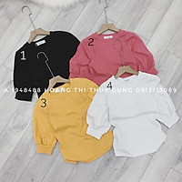 Áo thun nữ - áo phông cộc tay vai bồng chất zip cotton nhiều màu