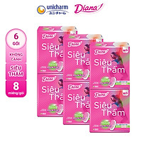 Combo 6 Băng Vệ Sinh Diana Siêu Thấm Siêu Mỏng Không Cánh 8 Miếng/Gói