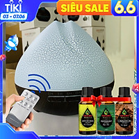 Máy Khuếch Tán Tinh Dầu Cao Cấp Chính Hãng Tặng 3 Chai Tinh Dầu Sả Chanh + Bạc Hà + Quế. Máy Xông Tinh Dầu Chuyên Dụng Có Remote Điều Khiển Từ Xa, Đèn LED Trang Trí, Xông Tinh Dầu và Phun Sương Tạo Ẩm