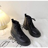 Giày boots cao cổ nữ ulzzang khóa kéo cao 3cm có lót lông (ảnh thật)