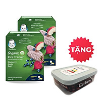 Combo 2 Hộp Bánh Gạo Gerber Vị Táo Việt Quất Củ Cải Đỏ + Tặng Hộp Lưu Trữ Thức Ăn