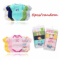 5 Pcs/set Baby Jumpsuit Cotton Short-sleeved Triangle Romper For 0-1 Years Old Babies
