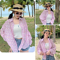 Áo sơ mi, áo kiểu nữ 2 món hoạ tiết cúc tím đủ size S M L A-20