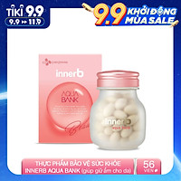 Viên Uống InnerB Aqua Bank Cấp Nước Lọ 56 viên, dưỡng ẩm cho, hỗ trợ làm đẹp, cho da mịn màng, thu hẹp lỗ chân long, giảm tiết nhờ, mụn, làm sáng da, cải thiện làn da tươi tắn, đàn hồi