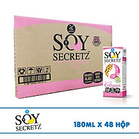 Thùng Sữa Đậu Nành Kết Hợp Collagen Soy Secretz 48 Hộp (180ml/hộp) Nhập Khẩu Thái Lan