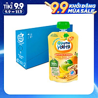 Thùng 12 Gói Trái cây nghiền vị táo, chuối, lê và ngũ cốc Fruto Nyanya 130g