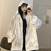 Áo khoác thời trang nam nữ form rộng hình chú gấu, phong cách Unisex AK00
