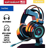 | Xuất Khẩu Mỹ | - Tai Nghe Chụp Tai Có Dây Chơi Game Có Mic Kết Nối Jack USB / Jack 3.5mm - The Deosd WH/G - Hàng Chính Hãng