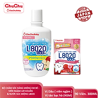 Bộ Chăm Sóc Răng Miệng Cho Bé : Nước Súc Miệng L8020 + Viên Ngậm Lợi Khuẩn L8020 Chuchubaby Vị Sữa Chua / Dâu / Nho Ngừa Sâu Răng Cho Bé - Mẹ Bầu