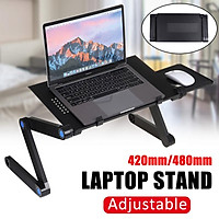 42/48 x 26cm(360°Adjustable) Foldable Desk Multi-Fuction Laptop Stand Computer Cooling Desk Home Bed Tray Table Stand W/ Removable Mouse Holder For Notebook Eye-Level Portable Desk
