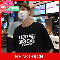 Áo Thun Tay Lỡ Unisex Đen Huyền Bí I Love You 3000