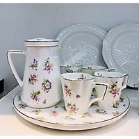 Bộ trà sứ xương cao cấp khập khẩu cốc cao hoa nhí LOVE FLOWER 5545