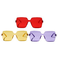 3 Pack Women Rimless Square Sunglasses Retro Eyewear Sun Glasses Shades