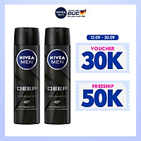 Bộ đôi Xịt ngăn mùi NIVEA MEN Deep than đen hoạt tính (150ml x2) - 80027