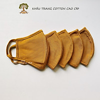 Khẩu Trang Vải Cotton Cao Cấp Chống tia UV Combo 5 cái Màu Kaki Vàng Nâu