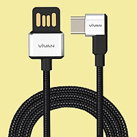 Dây cáp sạc truyền dữ liệu Vivan USB Type C | Cáp chữ L gập 90 độ màu Trắng/Đen 5V - 3A Gọn Tay | Cho thiết bị di động/điện thoại Android (Samsung, Xiaomi, LG, vv) - Hàng Chính Hãng
