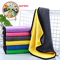 Bộ 2 Khăn Lau Đa Năng Lau Xe Ô Tô, Xe Máy Lau Bếp Lau Kính Nhiều Kích Cỡ Màu Sắc Ngẫu Nhiên - Tặng Kèm Móc Dán Tường Ngẫu Nhiên