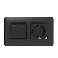 Flush-Mounted WiFi Smart Light Switch & Smart Socket Kit with Dual Switches + One EU Power Outlet