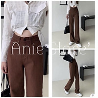 Quần Jeans Nữ Ống Rộng Màu Nâu Quần Bò Nữ Cạp Cao Dáng Suông Fullsize