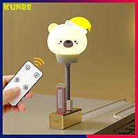 Đèn Ngủ USB Hình Thỏ, Gấu KUNBE Có Điều Khiển Ngộ Nghĩnh - Tặng Dây Cuốn Thu Gọn Cáp Sạc, Tai Nghe