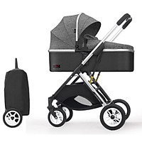 Xe đẩy trẻ em 2 chiều 3 tư thế gấp gọn, xe đẩy du lịch, xe đẩy nôi cho bé siêu nhẹ, chỉ 7KG ( xám )