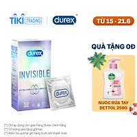 Bao cao su Durex Invisible Extra Thin Extra Lubricated 1 Hộp 10 Bao