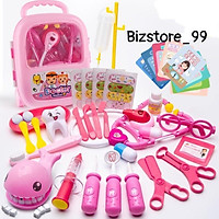 Đồ chơi vali bác sĩ trẻ em, gồm hộp y tế y tá, tiêm ống nghe dụng cụ cho bé 2 - 6 tuổi