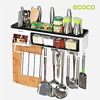 Kệ nhà bếp thông mình ecoco kèm 4 đựng hộp gia vị , giá treo dao - kệ gia vị ecoco cao cấp