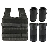 Max Loading 15kg/35kg Adjustable Vest Weight Exercise Weight Loading Cloth Strength Training with 6kg Leg Weight 5kg Arm