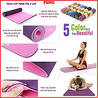 Thảm Tập Yoga 2 Lớp FUNU IN Hoa Văn- Giao Màu Ngẫu Nhiên- Chính Hãng