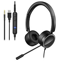 New Bee H360 3.5mm/USB Wired Telephone Headset Call Center Earphone with Microphone On Ear Computer Headphone Volume